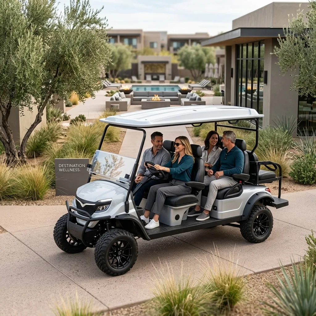 Bee Motors USA white four-seat electric golf cart